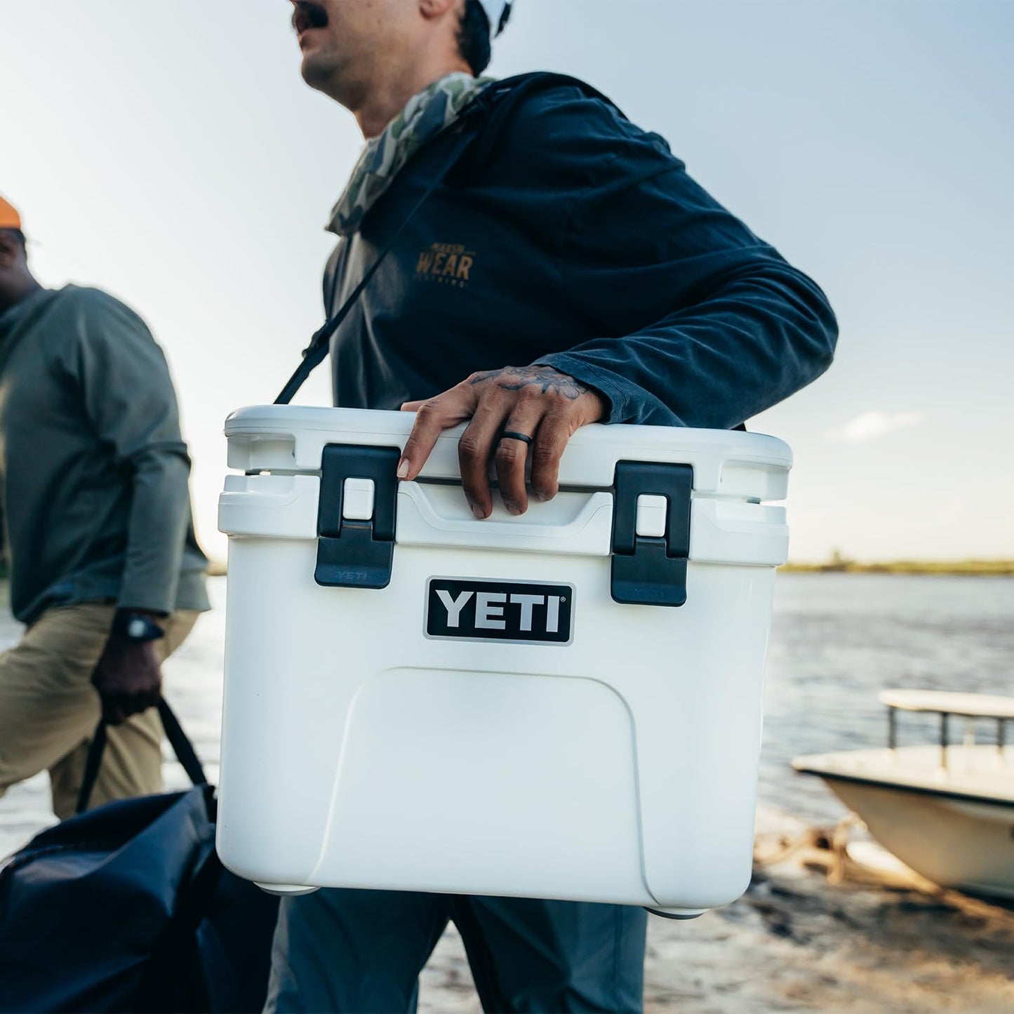 YETI Roadie 15 Hard Cooler with DoubleDuty Shoulder Strap, White