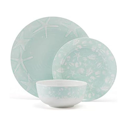 Pfaltzgraff Venice 12 Piece Outdoor Melamine Dinnerware Set, Service for 4,Teal