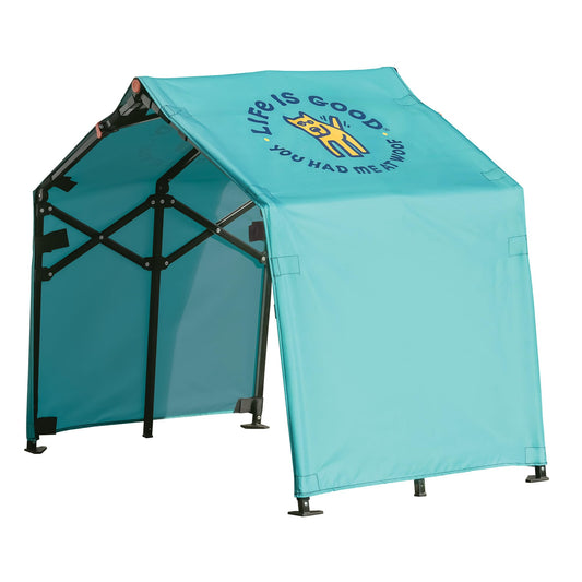 Life is Good 3.5' Outdoor Pet Shade, Versatile Pet Canopy Pop-up Shade Tent for Dogs, Cats, Small Animals and Livestock, You Had Me at Woof