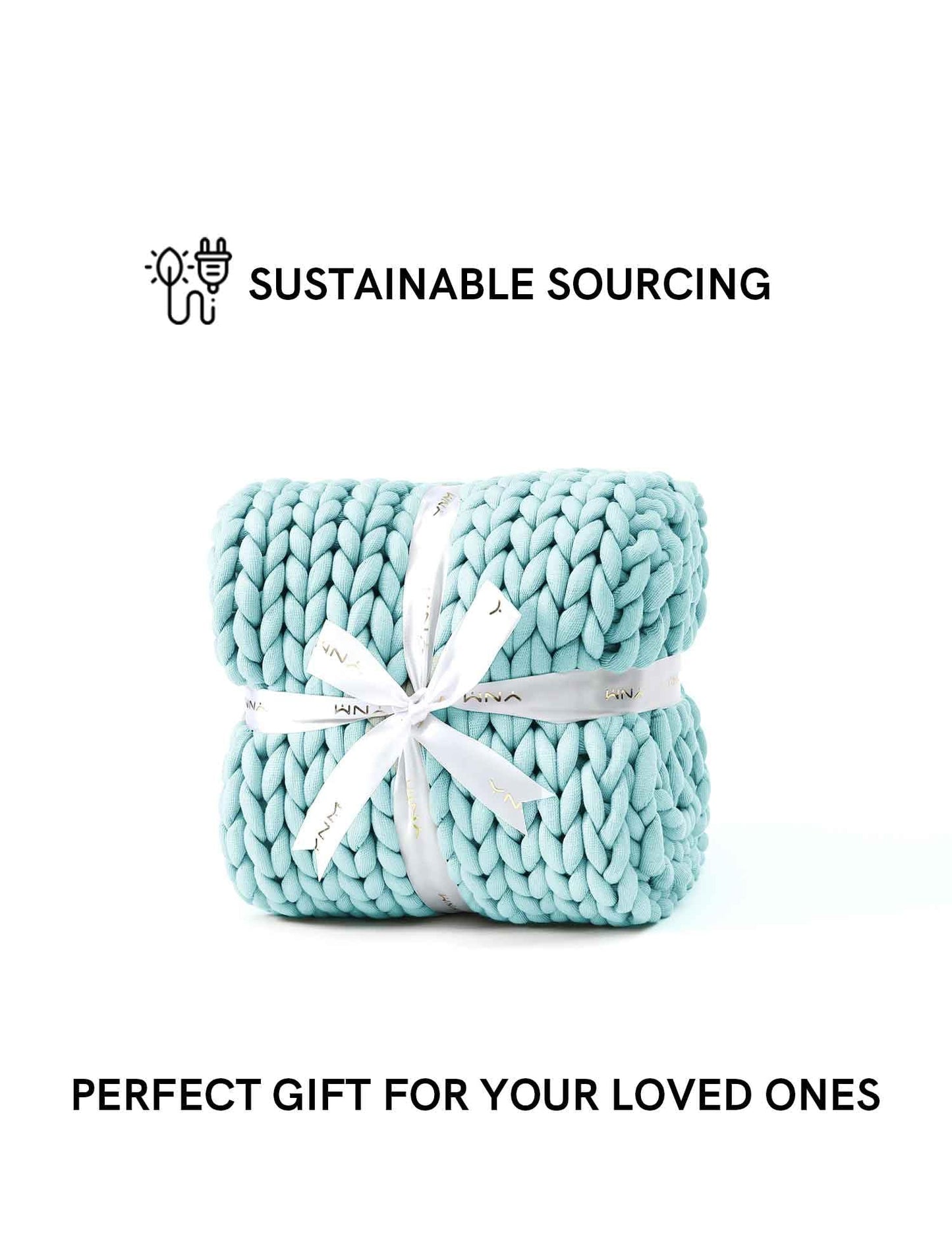 YnM Chunky Throw Blanket, Medium-Weight, Hand Knitted, Skin Friendly, Ventilated and Breathable, Machine Washable, Home Décor Piece for Couch, Sofa and Bed (Aqua Blue, 60x80 Inch)
