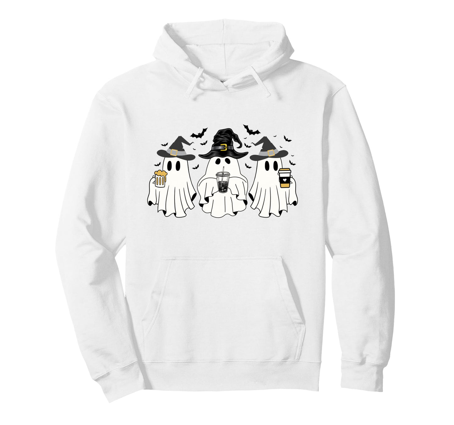 Halloween Witch Cute Coffee Ghosts Pullover Hoodie