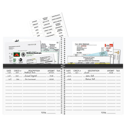 Current By The Sea Bill Paying Organizer Book - 9" x 12” Personal Account Book, Spiral Bound, 14 Storage Pockets, 32 Label Stickers, Monthly Finance & Payment Management Tracker for Home & Office