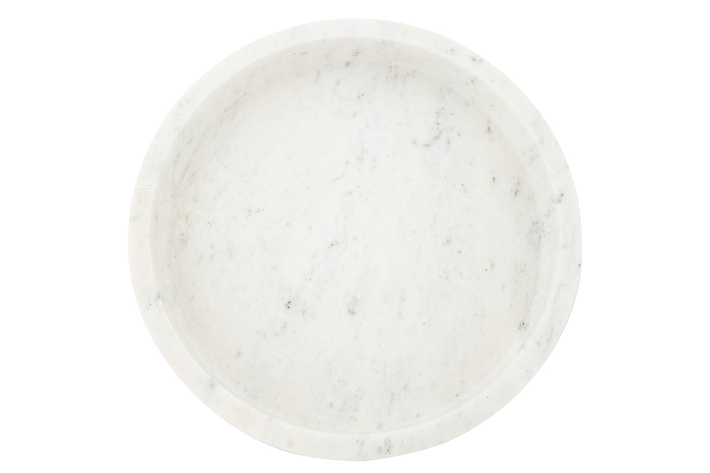 Creative Co-Op Minimalist Round Carved Marble Tray or Charcuterie Board, White, 12"