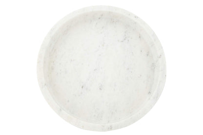 Creative Co-Op Minimalist Round Carved Marble Tray or Charcuterie Board, White, 12"