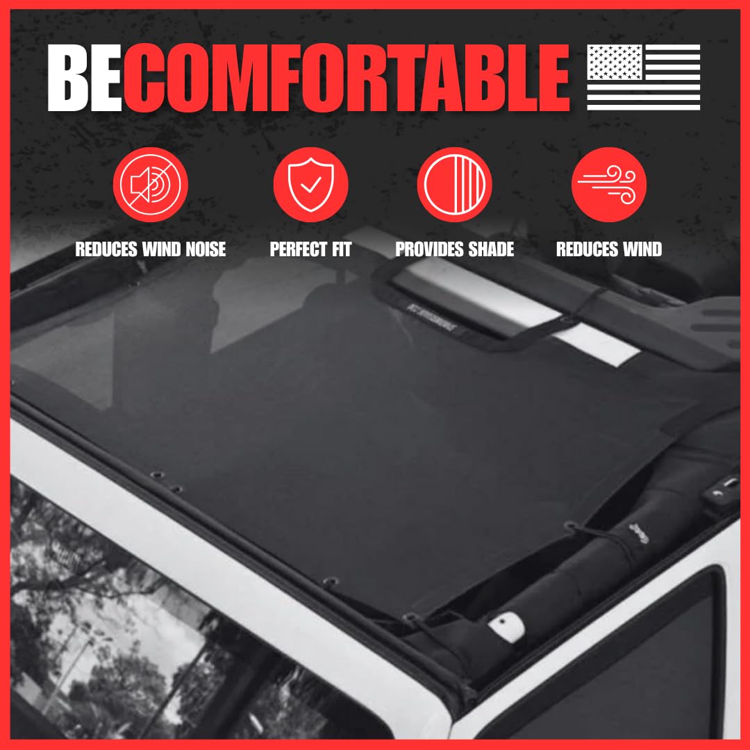 SPIDERWEBSHADE Original JL 4-Door Full Sunshade Top (2018-2026) Compatible with Jeep Wrangler JLU Rubicon Sahara Sport All Trims - Airbag Safe - USA Made - 10 Year Warranty (Black)