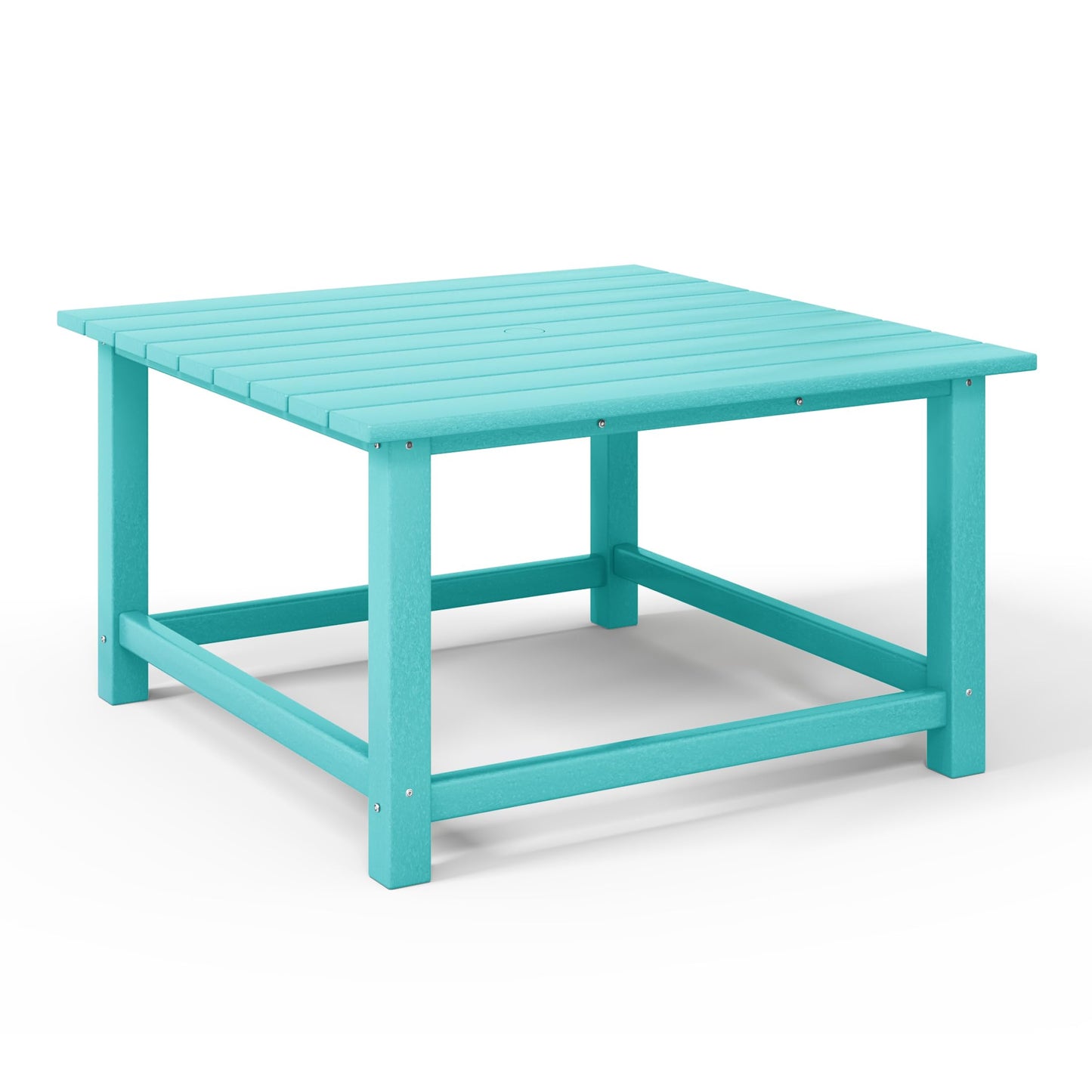 WestinTrends Malibu 5-Piece HDPE Adirondack Chair Outdoor Patio Square Table Conversation Set, Turquoise