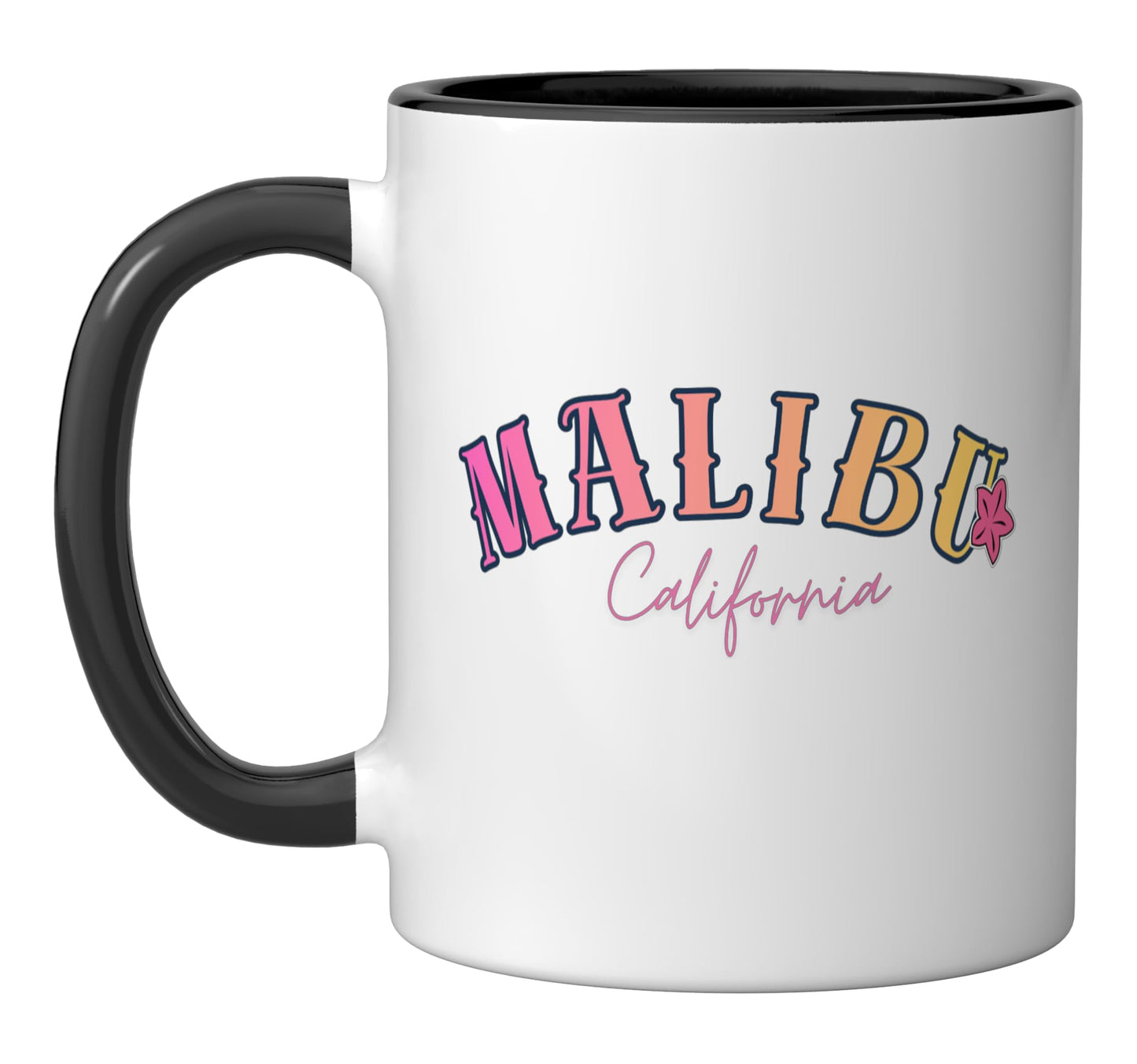 Malibu California Tropical Ceramic Mug, Black/White