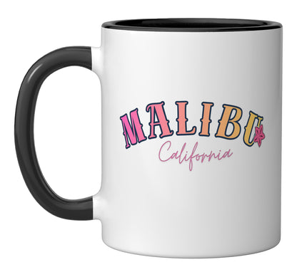 Malibu California Tropical Ceramic Mug, Black/White