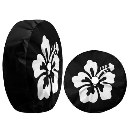 Foruidea White Hibiscus Flower Spare Tire Cover with Backup Camera Hole Wheel Tire Cover Fit Trailer, RV, SUV and Many Vehicle 17inch