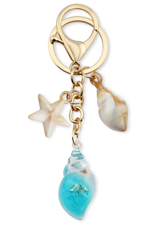 MyfavoriteK Seashell Keychain Purse Charm for Women Girls Tote Bag Backpack Accessory Cute Beach Key Chain (Turquoise)