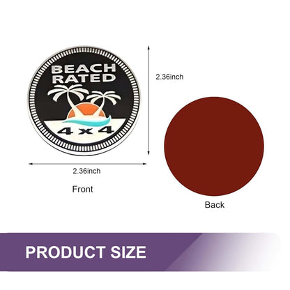 Beach Badge Rated Car Emblem, 3D Round Emblem Decals, 4 x 4 Car Badge Decals Stickers, Automotive Exterior Accessories, Compatible with Jeep Wrangler Vehicles Trucks SUV