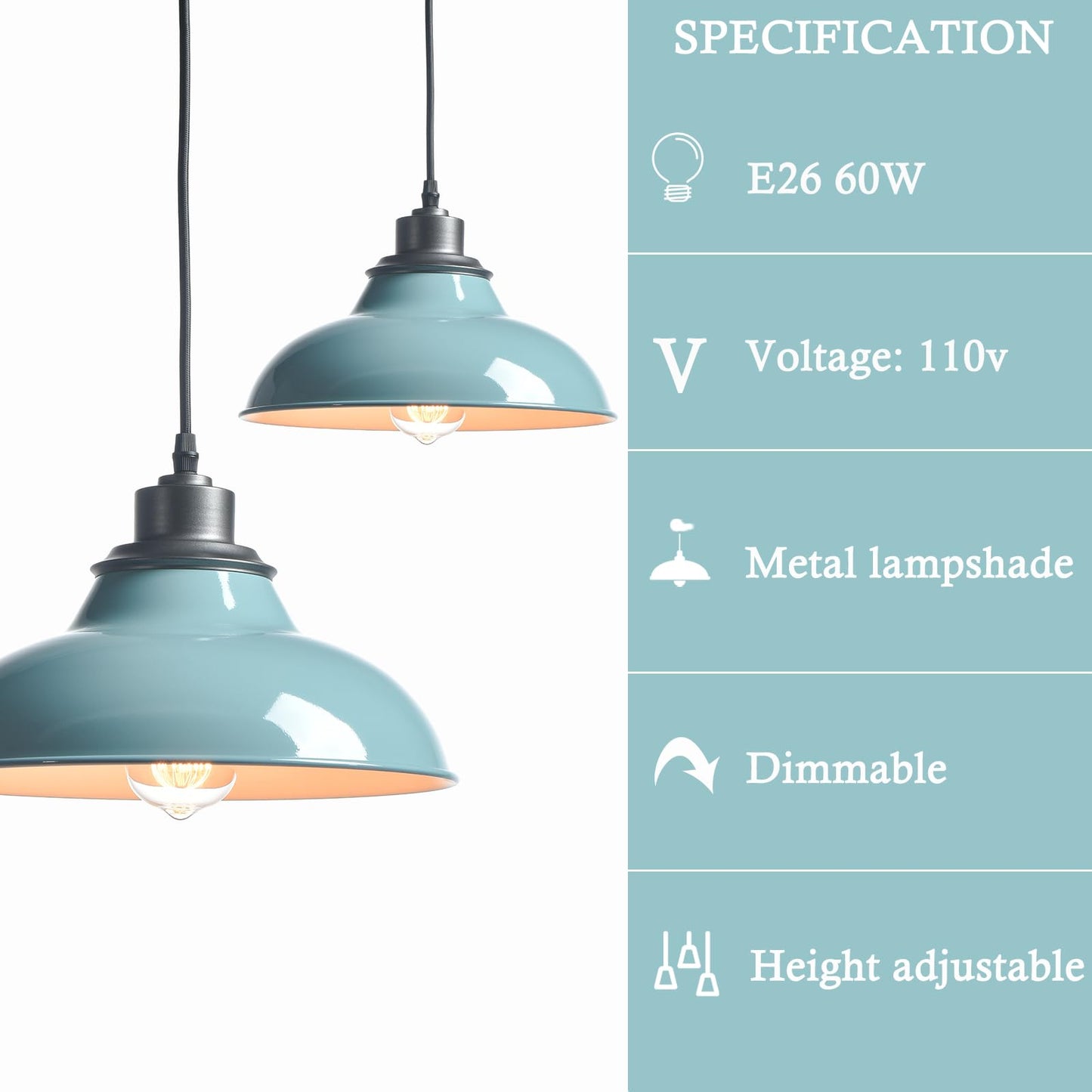 SHAWNKEY Pendant Light Fixture Modern Pendant Lights Kitchen Island for Breadfast Nook Bar Dinning Room Coffee Shop Sea Blue Green Nordic Style