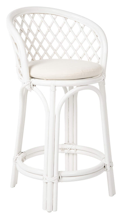 Kouboo Rattan Criss-Cross, White Kitchen Counter Stool, Height (1110170)