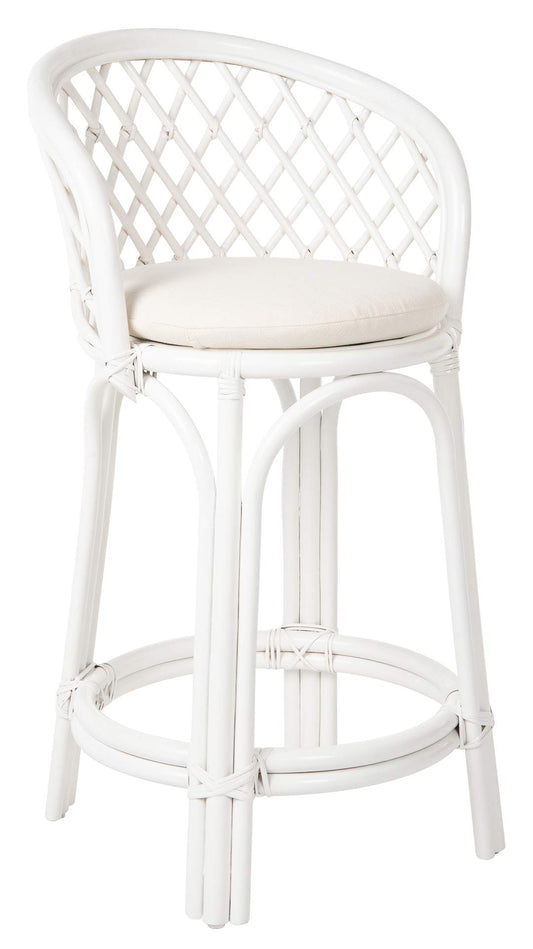 Kouboo Rattan Criss-Cross, White Kitchen Counter Stool, Height (1110170)