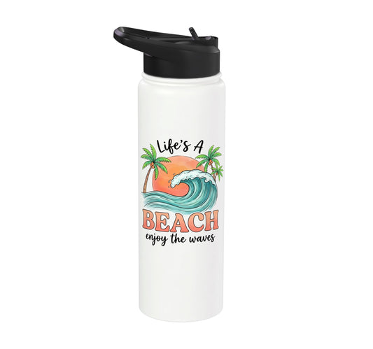 Beach Life Tropical Stainless Steel Insulated Water Bottle