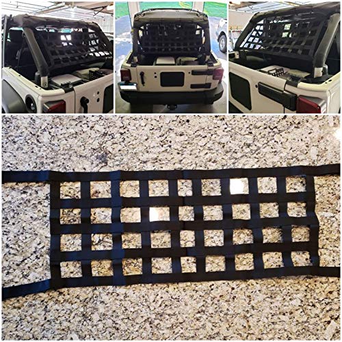 Mesh Cargo Net Hammock Roof Top Netting Hammock for Jeep Wrangler YJ TJ JK JKU JL JLU JT & Gladiator JT Accessories1987-2024 (Black)