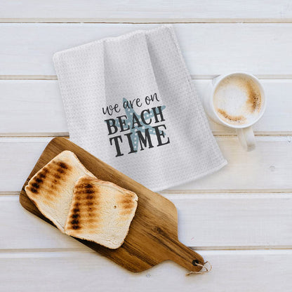 OHSUL We are On Beach Time Highly Absorbent Beach Towels Kitchen Towels Dishcloth,Inspirational Quote Summer Beach Starfish Hand Towels Tea Towels for Bathroom Kitchen Decor,Gifts for Beach Lovers