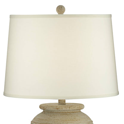 John Timberland Austin Country Cottage Southwest Style Jug-Shaped Table Lamp 28" Tall Sand Tone Desert Ridged Cream Linen Drum Shade for Living Room Bedroom House Bedside Nightstand Home Office