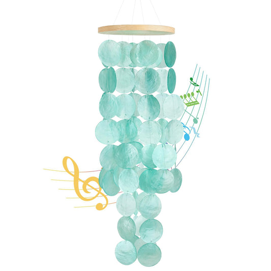 Wind Chimes for Outside - Handcrafted Turquoise Capiz Shells Windchime Coastal Style Decor for Indoor/Outdoors, Garden Decor, Great for Women, Wind Chimes Lovers and More