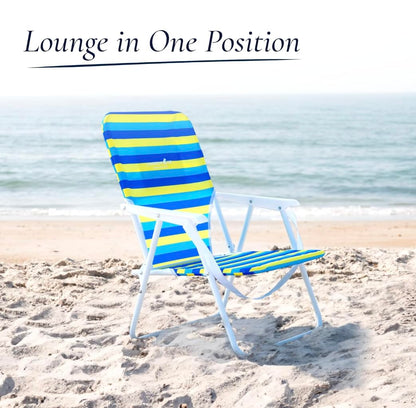 Caribbean Joe Folding Beach Chair, 1 Position Lightweight and Portable Foldable Outdoor Camping Chair with Carry Strap, Bold Stripe