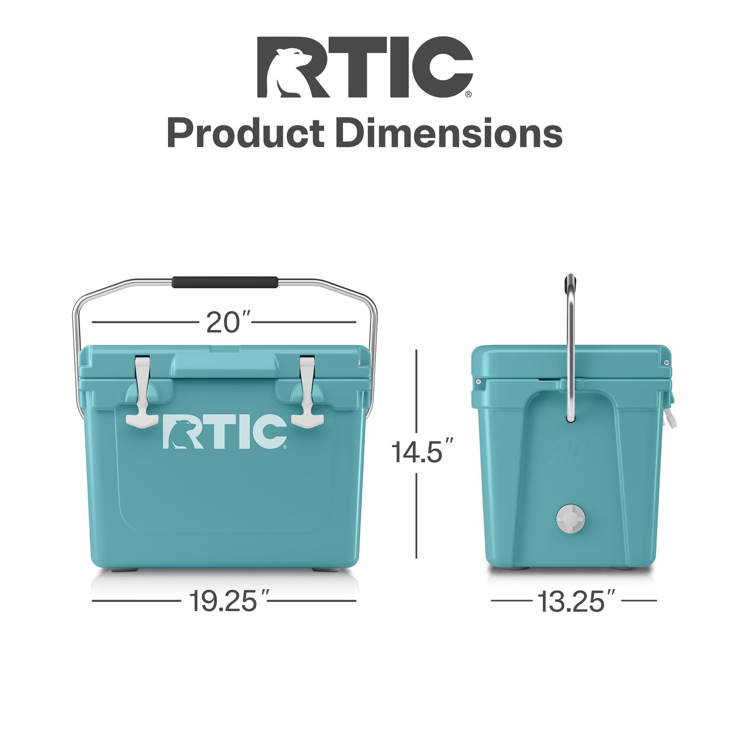 RTIC 20 QT Ultra-Tough Cooler Hard Insulated Portable Ice Chest Box for Beach, Drink, Beverage, Camping, Picnic, Fishing, Boat, Barbecue, Lagoon