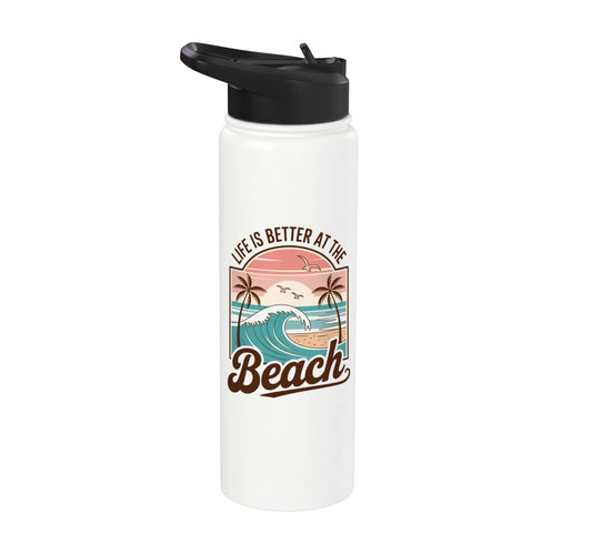 Life Is Better At The Beach Stainless Steel Insulated Water Bottle