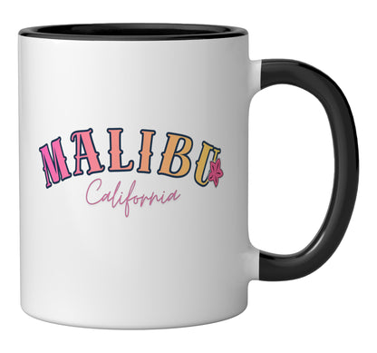 Malibu California Tropical Ceramic Mug, Black/White