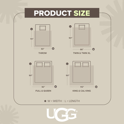 UGG Whitecap Plush Throw Blanket Fleece Soft Fuzzy Throw Blankets for Couch or Bed, Home Decor, Winter Blanket, Machine Washable, 50-inch x 70-inch, White Snow