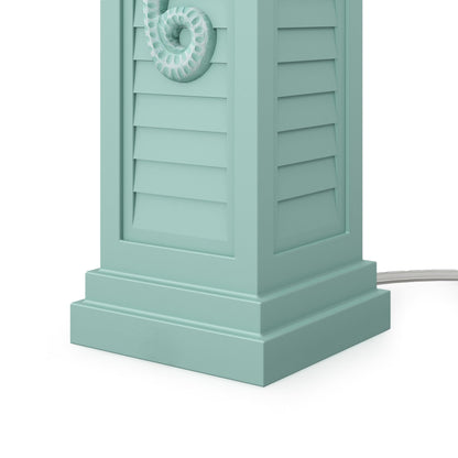 Lux Lighting Sea Horse Shutter 32” Teal Blue/Green Coastal Lamp with USB Charging Port (Set of 2) 3-Way Switch
