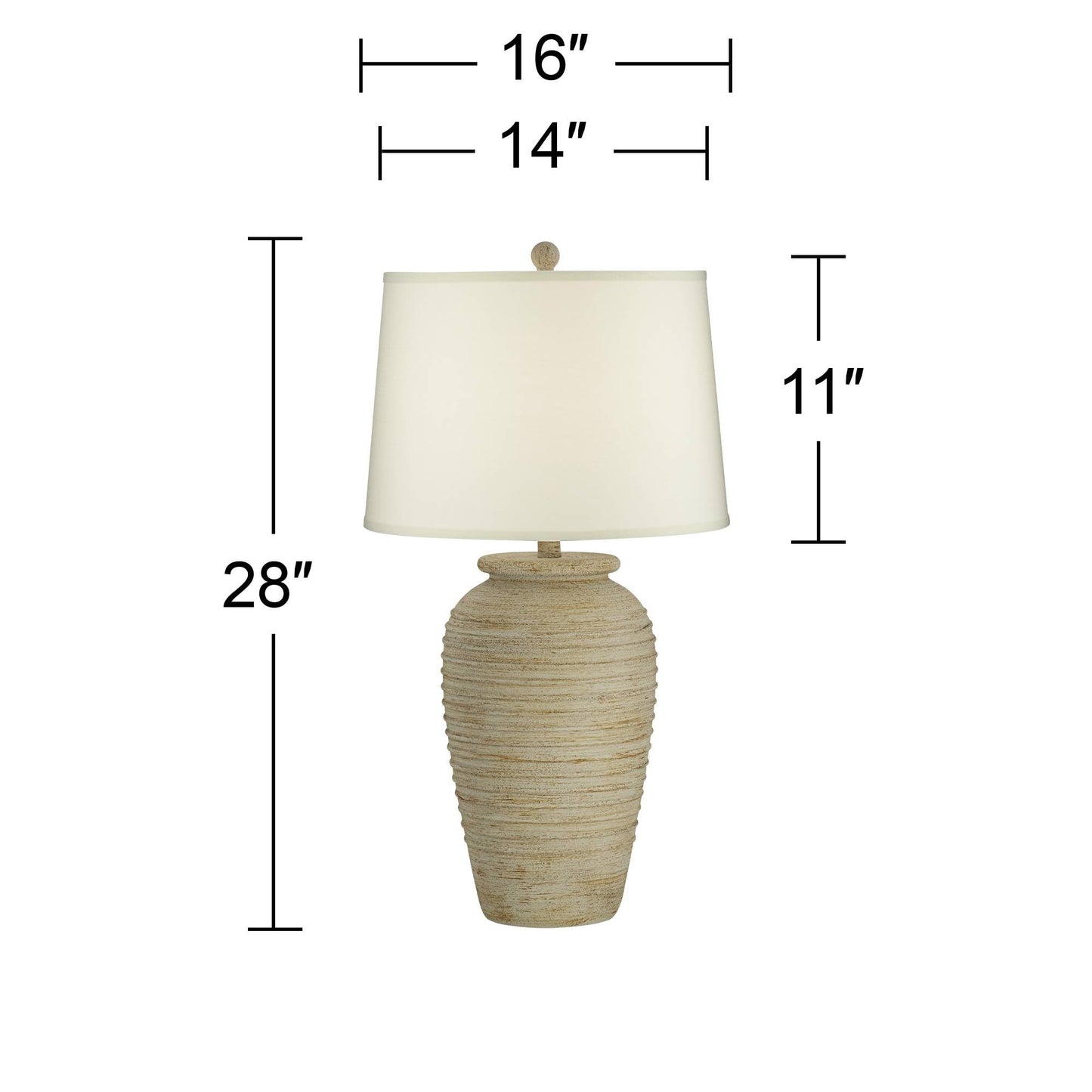 John Timberland Austin Country Cottage Southwest Style Jug-Shaped Table Lamp 28" Tall Sand Tone Desert Ridged Cream Linen Drum Shade for Living Room Bedroom House Bedside Nightstand Home Office
