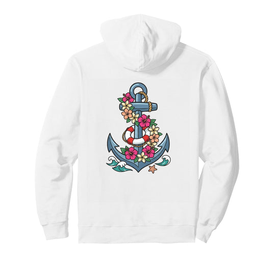 Beach Floral Anchor Pullover Hoodie