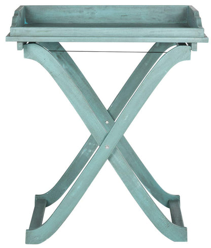 Safavieh Outdoor Collection Covina Beach House Blue Tray Table
