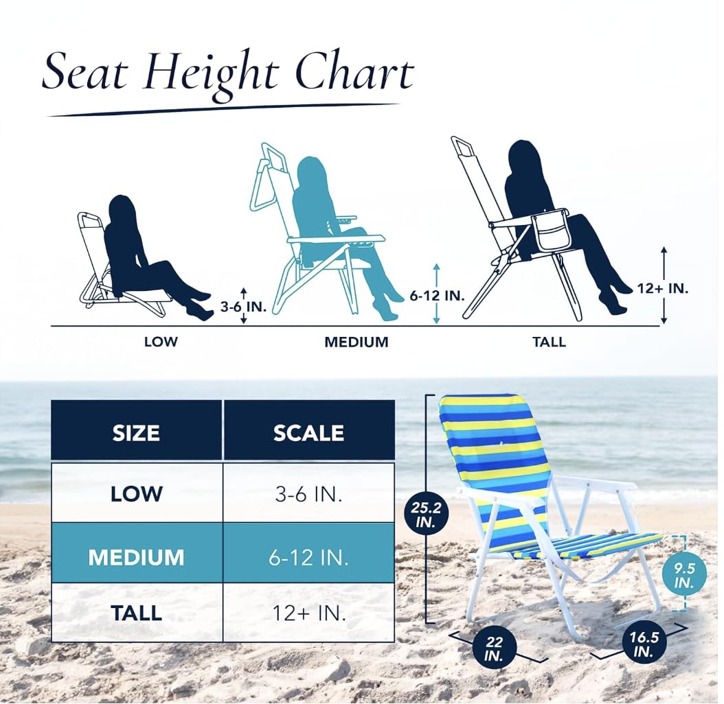 Caribbean Joe Folding Beach Chair, 1 Position Lightweight and Portable Foldable Outdoor Camping Chair with Carry Strap, Bold Stripe