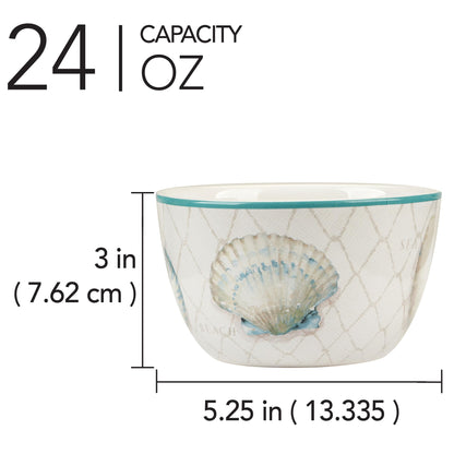 Certified International Ocean View 5.25" Ice Cream/Dessert Bowls,Set of 4