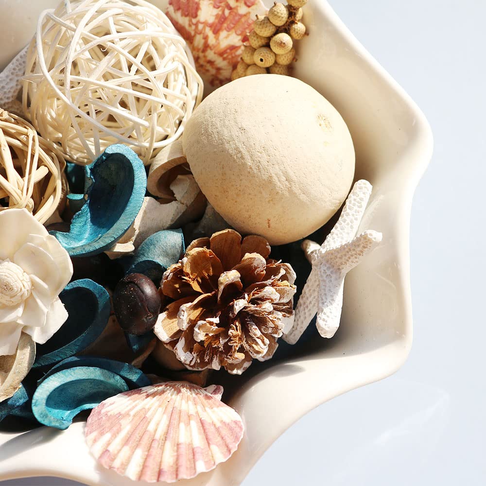 Qingbei Rina Blue Potpourri Bags,Ocean Breeze Scented Potpourri Bowl Filler Dried Flower,Home Fragrance Sachet of Petal,Coastal Seashell Decor,12oz