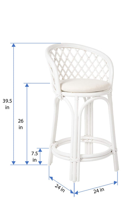 Kouboo Rattan Criss-Cross, White Kitchen Counter Stool, Height (1110170)