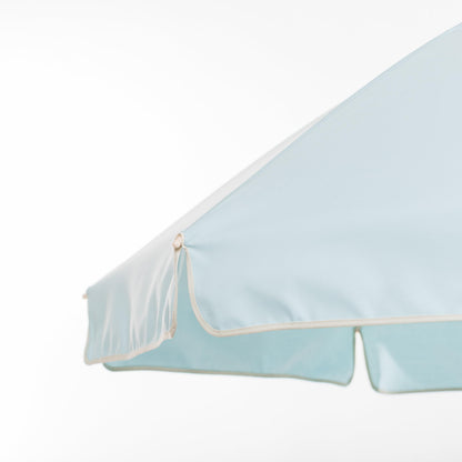 Business & Pleasure Co. Rio Umbrella Scalloped Brim For Beach, Patio or Picnic - 6' Boho Beach Umbrella, 7' Tall Wood Pole, UPF 50+, Santorini Blue