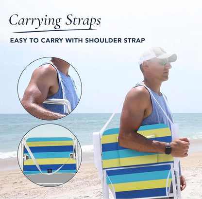 Caribbean Joe Folding Beach Chair, 1 Position Lightweight and Portable Foldable Outdoor Camping Chair with Carry Strap, Bold Stripe
