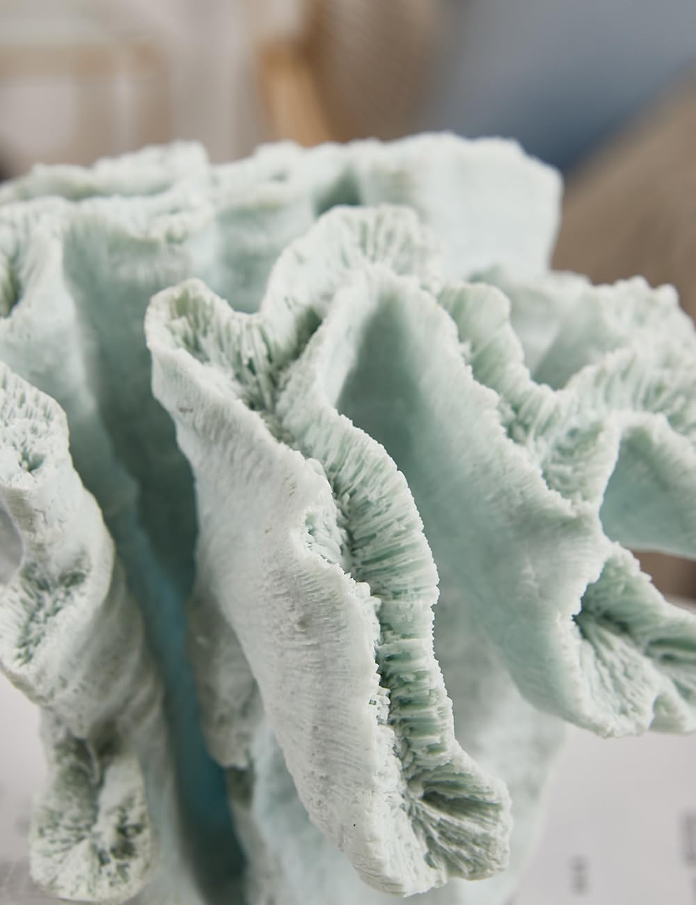 HAUCOZE Artificial Coral Decor Ocean Sculpture Arts Modern Gifts Polyresin Blue 7.5 inch
