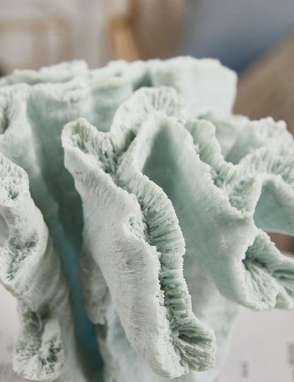 HAUCOZE Artificial Coral Decor Ocean Sculpture Arts Modern Gifts Polyresin Blue 7.5 inch
