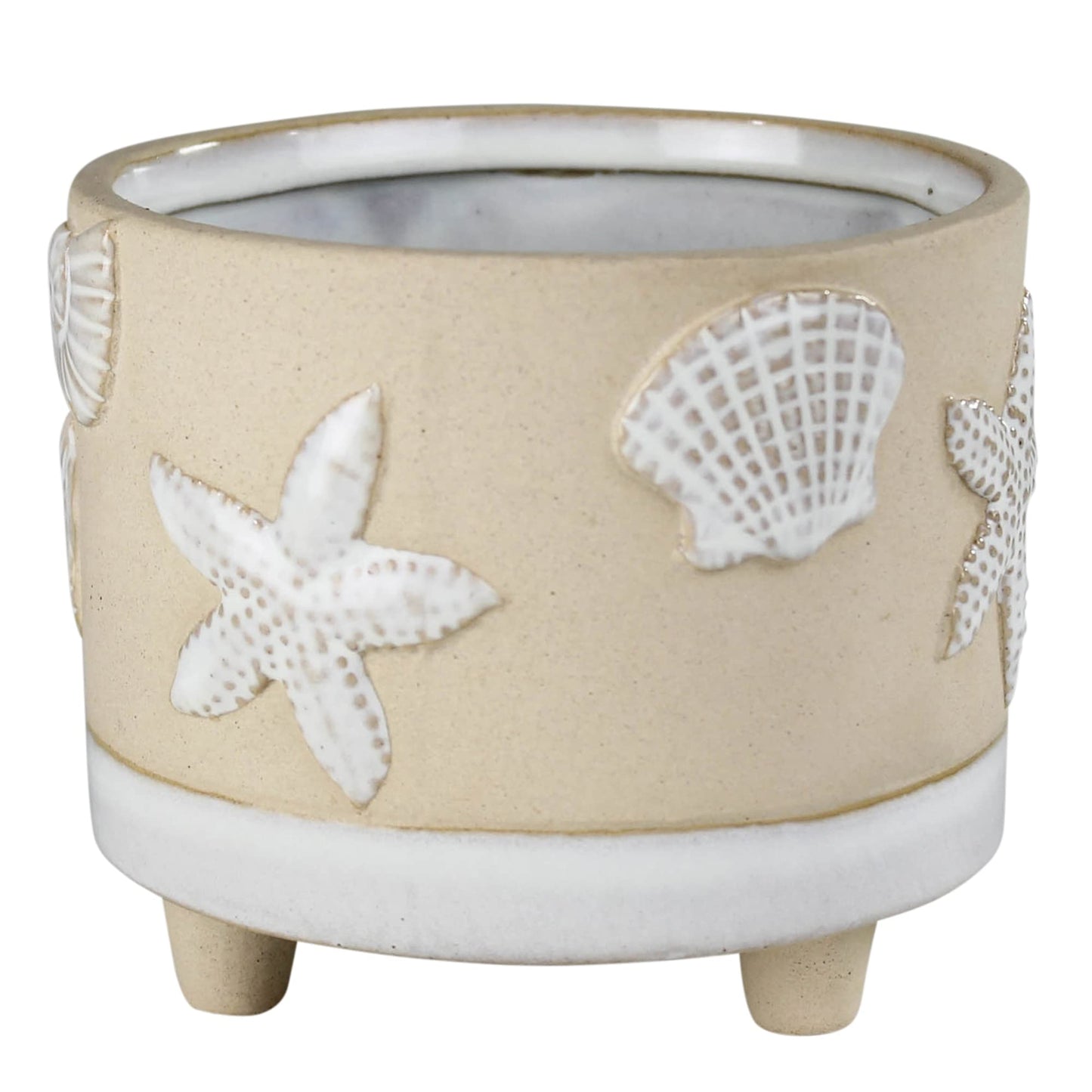 HomArt Seashell Cachepot, 5-inch Diameter, Ceramic