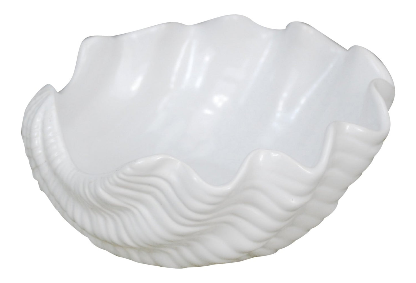 DDR Clam Shell Shaped White Serving Bowl 7 Inches Ceramic