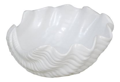 DDR Clam Shell Shaped White Serving Bowl 7 Inches Ceramic