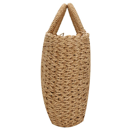 Bryqona Large Woven Straw Tote with Round Handle for Women, Retro Style Hobo Purse, Spacious Summer Beach Bag for Travel (khaki)