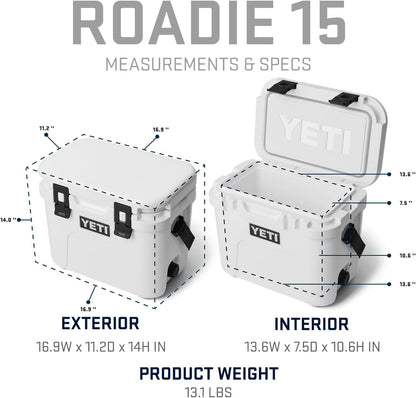 YETI Roadie 15 Hard Cooler with DoubleDuty Shoulder Strap, Aquifer Blue