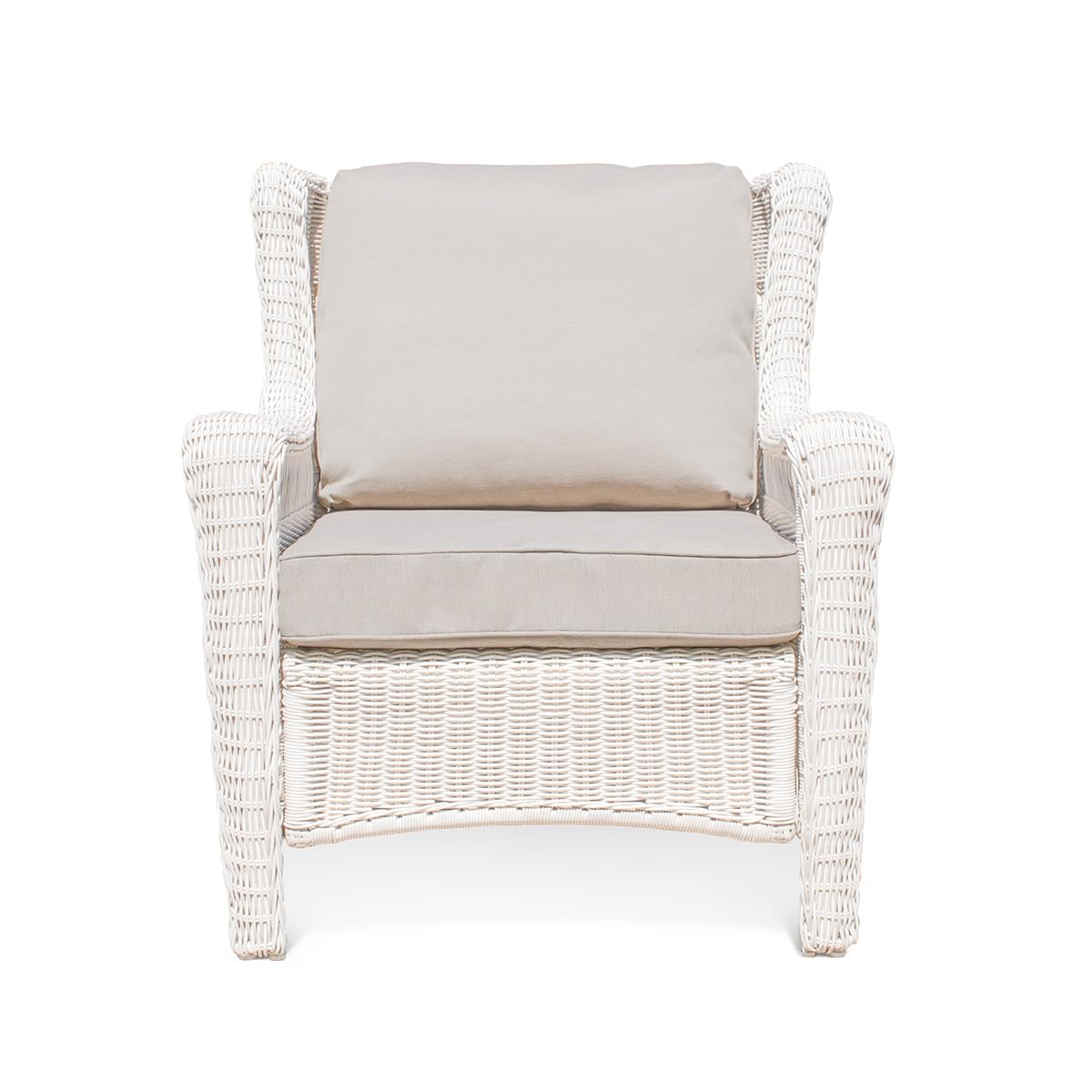 Krikacy Park Meadow Outdoor Club Chair All-Weather HDPE Wicker Patio Lounge Seating with 4inch Taupe Beige Cushions