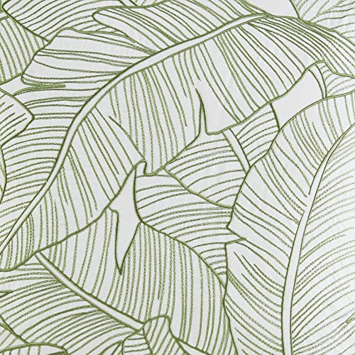 Harbor House Cozy Cotton Comforter Set - Coastal, All Season Down Alternative Casual Bedding with Matching Shams, Decorative Pillows, Lorelai, Monstera Leaf Green King(110"x96") 6 Piece