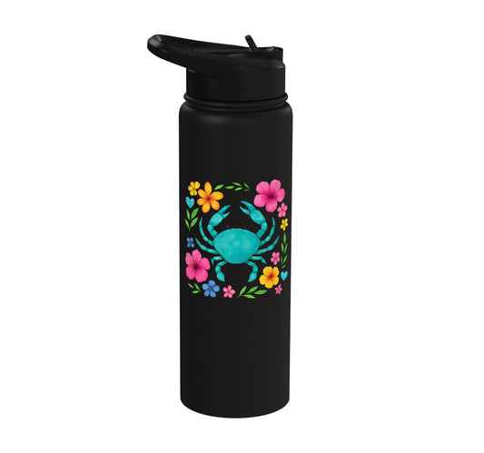 Boho Beach Crab Stainless Steel Insulated Water Bottle