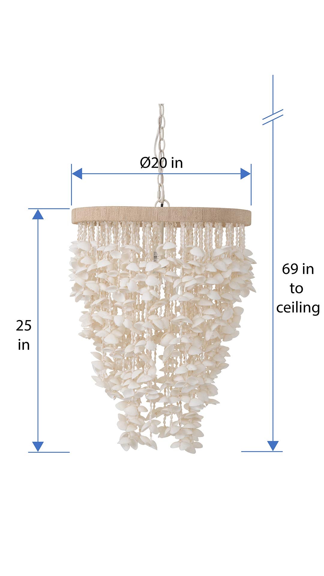 KOUBOO Seashell Ceiling Chandelier, Modern & Clamrose Shells Chandeliers & Ceiling Lights - Farmhouse, Crystal Fixtures for Bedrooms, Dining Rooms, Living Spaces, White