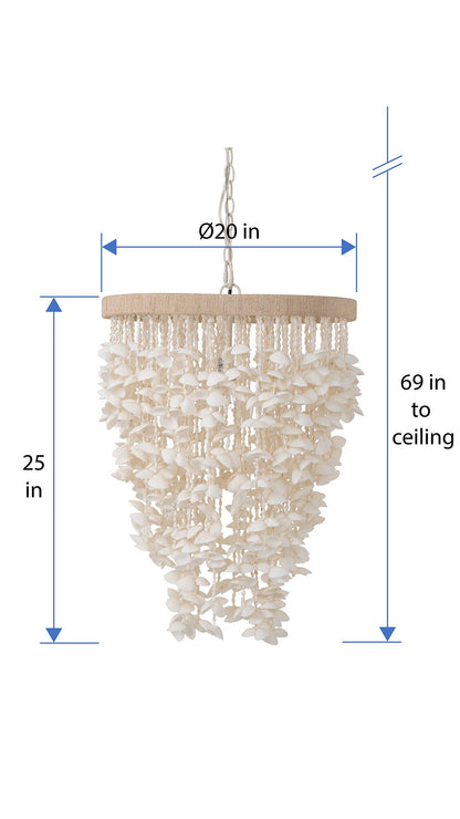 KOUBOO Seashell Ceiling Chandelier, Modern & Clamrose Shells Chandeliers & Ceiling Lights - Farmhouse, Crystal Fixtures for Bedrooms, Dining Rooms, Living Spaces, White